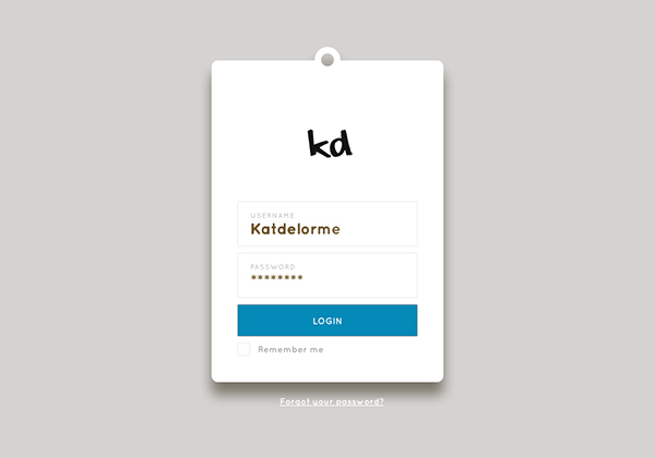 Login menu made in Sketch and Principle
